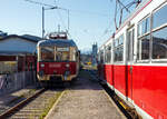 Der vierachsige Normalspur Elektrotriebwagen SLB ET 32 eine Dauerleihgabe der Salzburger Lokalbahn an Stern & Hafferl Verkehrsgesellschaft m.b.H.