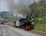 die SEG G 2x 2/2 105 der Blonay Chamby Bahn verl�sst mit dem ersten Dampfzug der Saison Blonay in Richtung Chamby.